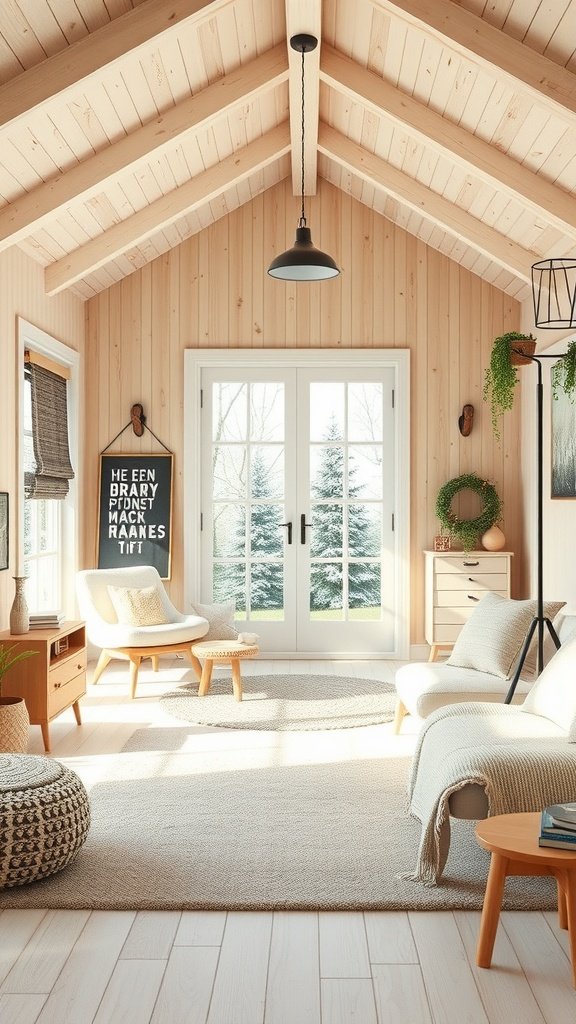 35 Dreamy Bloxburg House Ideas to Inspire Your Next Build A cozy Scandinavian-style living room with light wood accents and natural light.