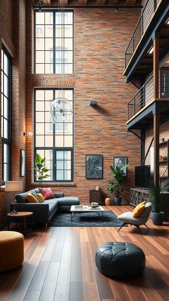 35 Dreamy Bloxburg House Ideas to Inspire Your Next Build A modern urban loft with exposed brick walls, large windows, and stylish furniture.
