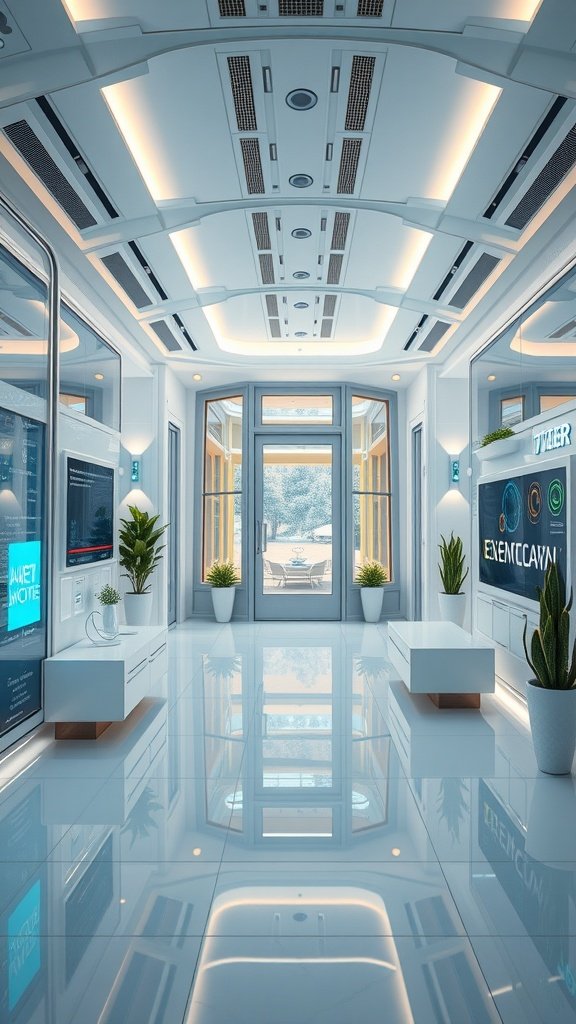 35 Dreamy Bloxburg House Ideas to Inspire Your Next Build A modern smart home technology hub with sleek design and gadgets.