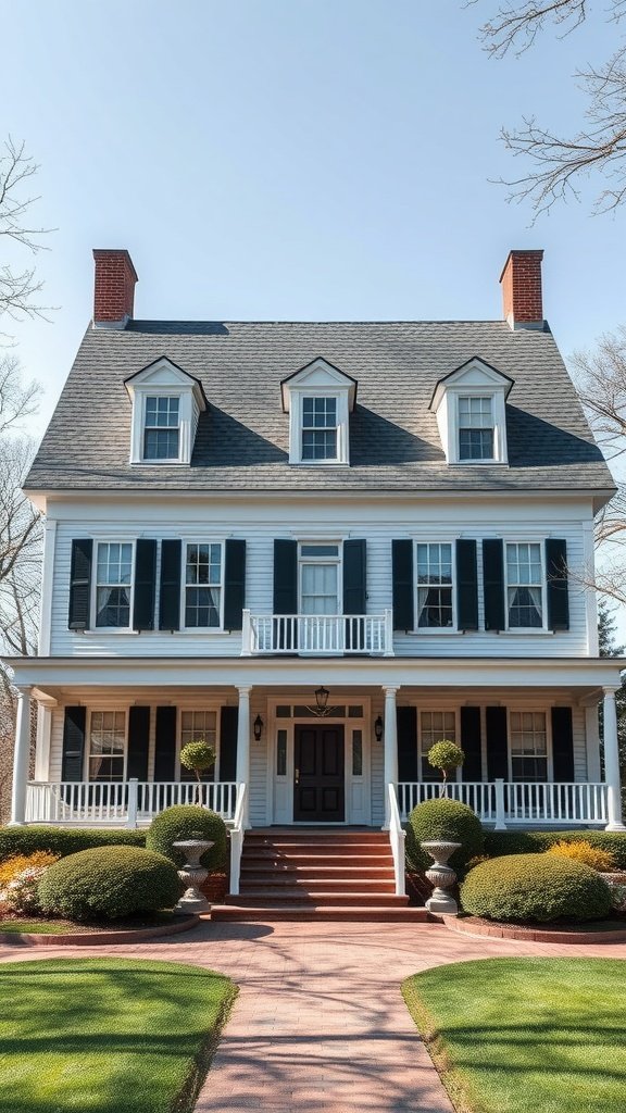 35 Dreamy Bloxburg House Ideas to Inspire Your Next Build A spacious colonial house with a welcoming porch and large windows.