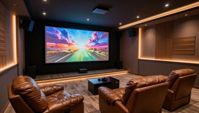 Best projectors for a luxury basement setup with large screen display in modern home theater