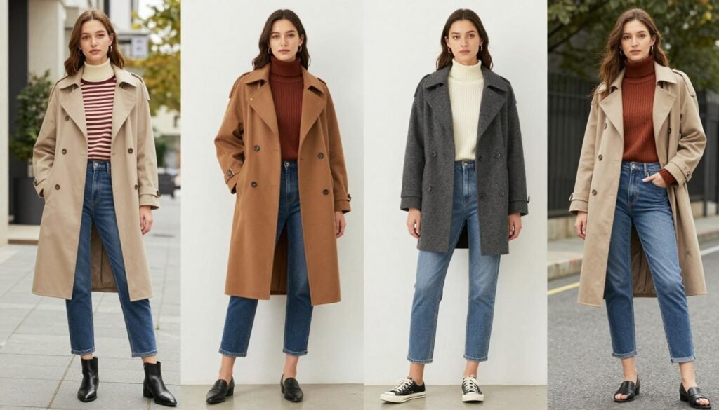Seasonal game day outfit collage showing fall and winter looks