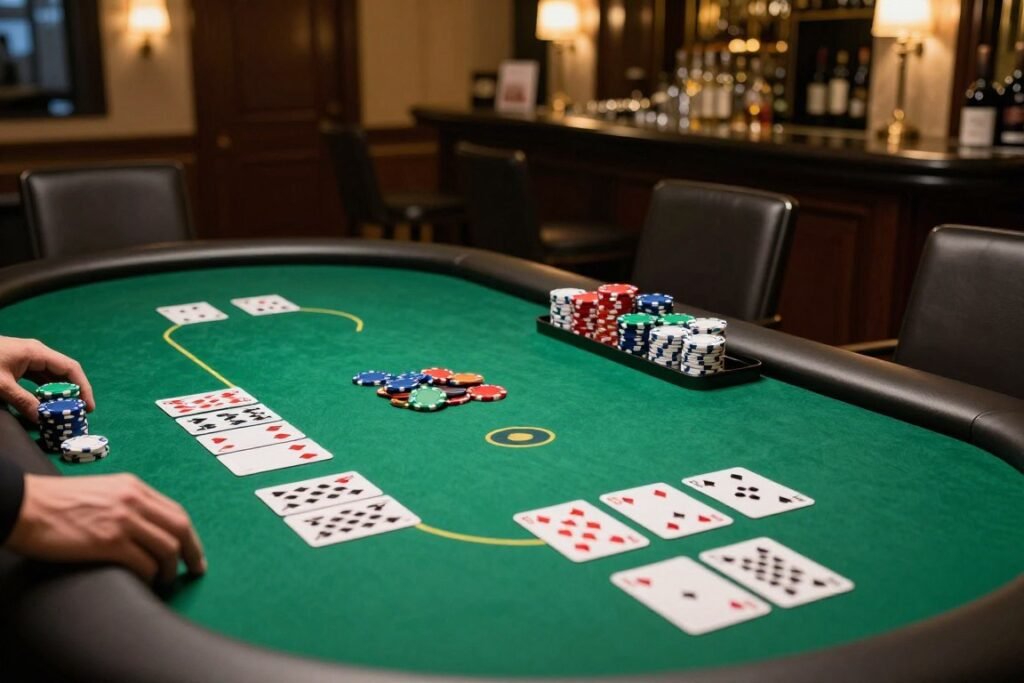 elegant casino-themed game night setup at home
