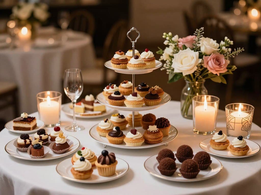 elegant dessert table display for luxury game night