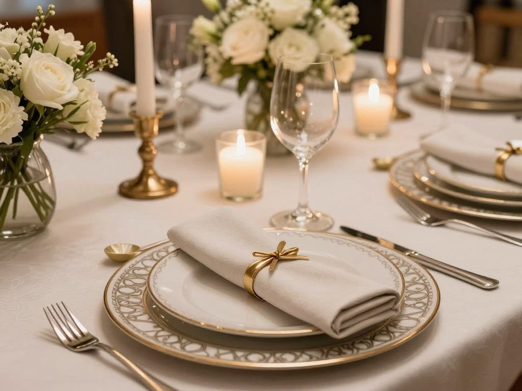 elegant table styling with cloth napkins and décor