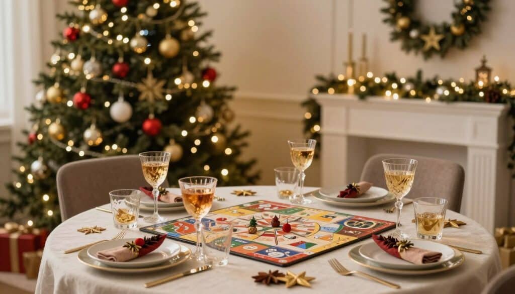 festive holiday luxury game night setup