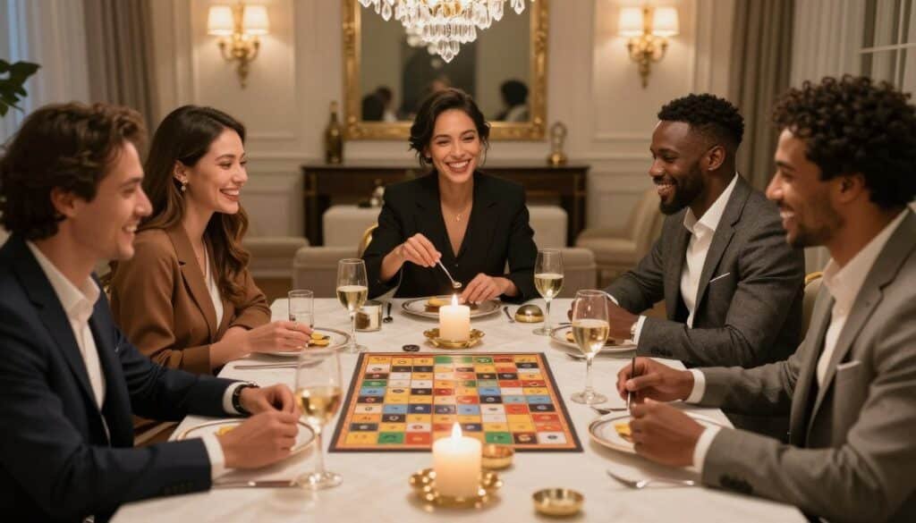 friends enjoying luxury game night together