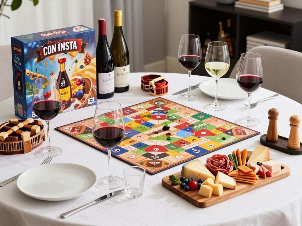 wine and board game pairing setup for luxury game night