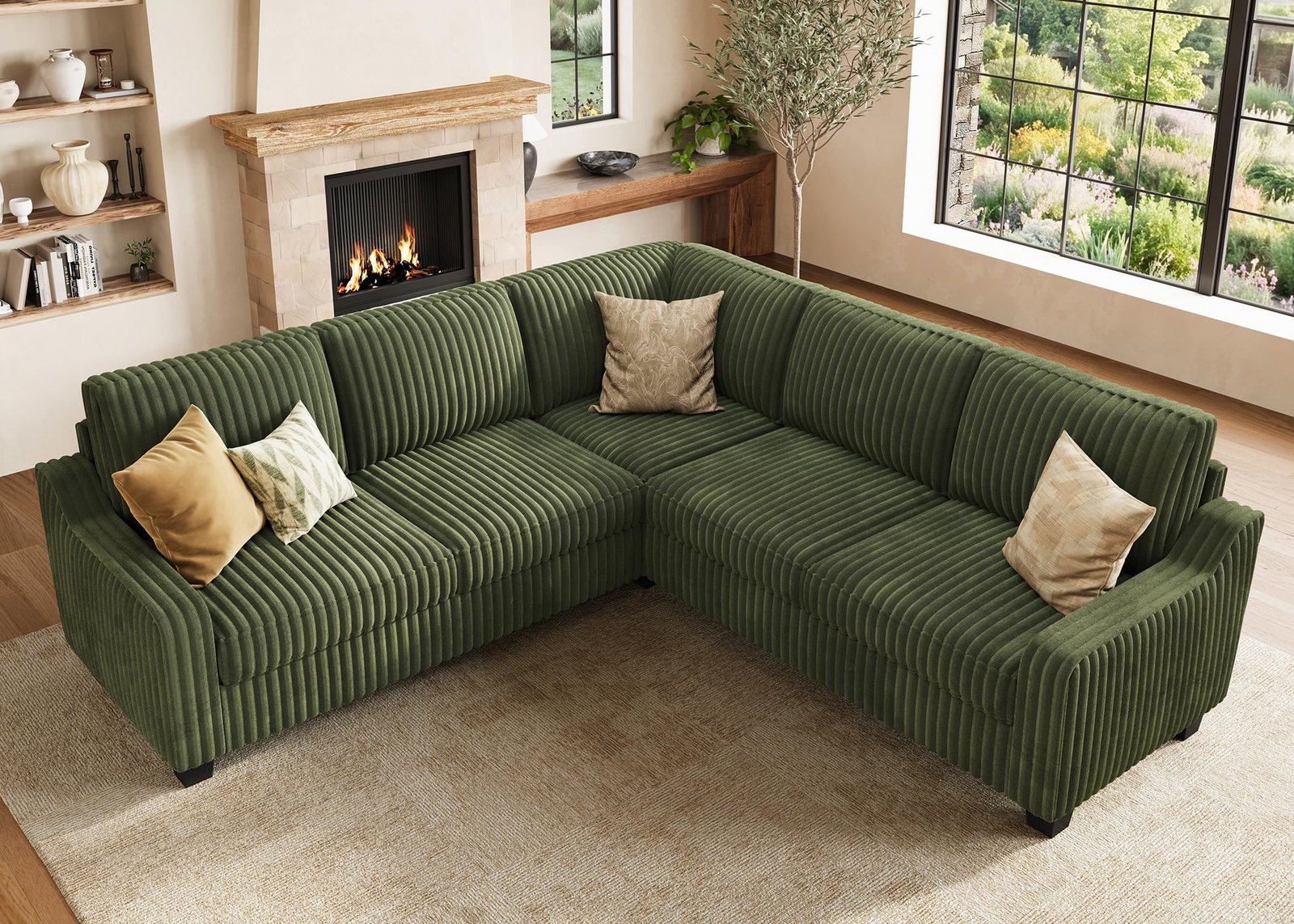 Corner Sofa Designs: 7 Stylish Picks for 2026 HONBAY Green Corduroy Sectional